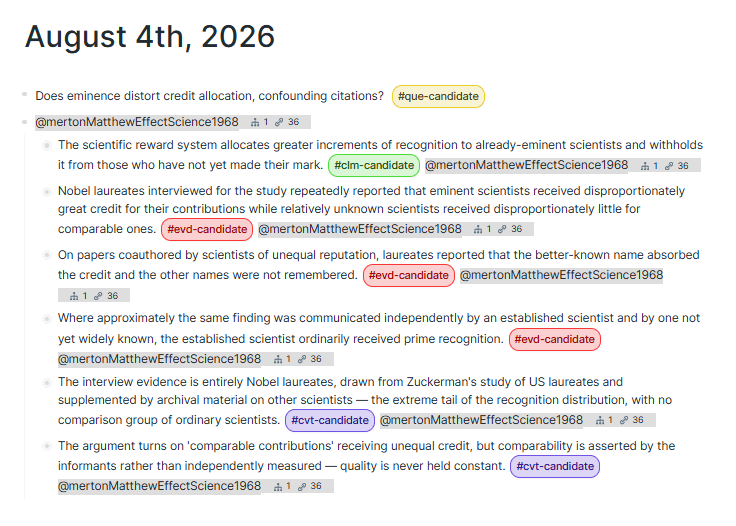 Candidate discourse notes tagged on the Daily Notes Page