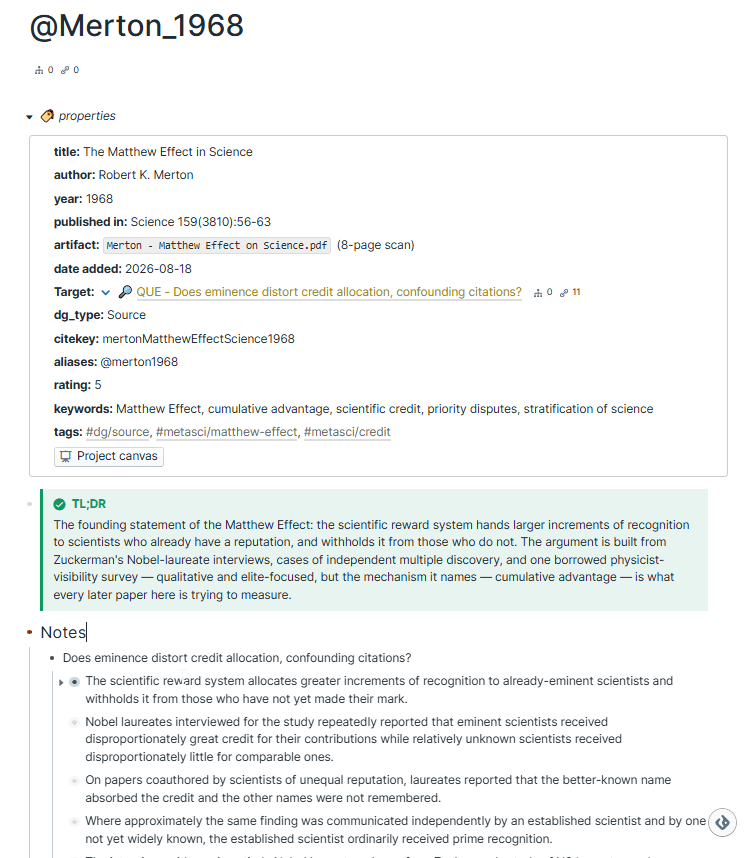 Source page with a Notes section